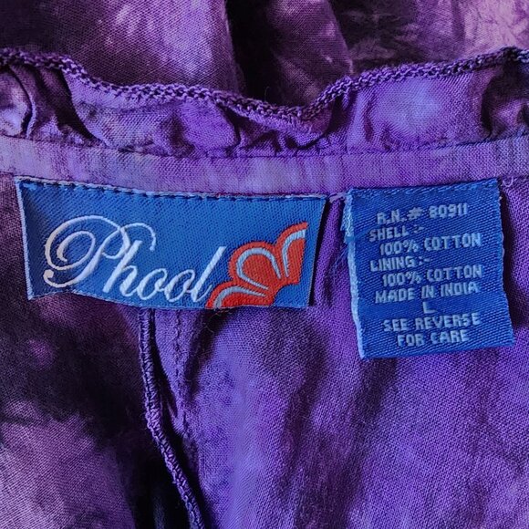 Vintage Phool Womens Large Dress Maxi Tie Dye Purple Ruffle Boho Hippie Party - Picture 7 of 9